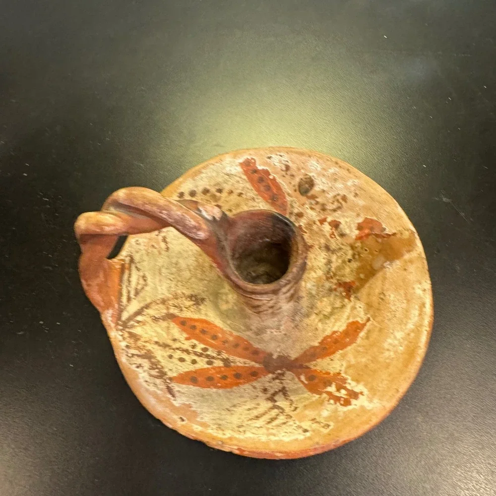 Handmade Clay Chamberstick Candle Holder Terracotta Rope Dragonfly